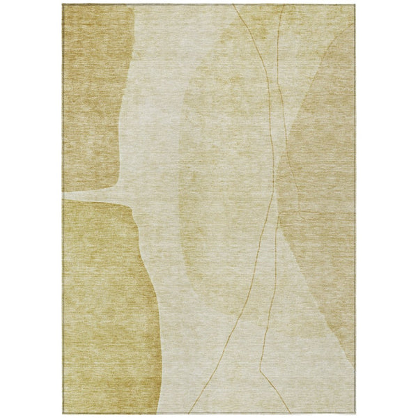 HomeRoots 5' Gold Wheat and Beige Abstract Area Rug - Durable, Washable Design Perfect for Indoor & Outdoor Spaces 10' X 14' 582025
