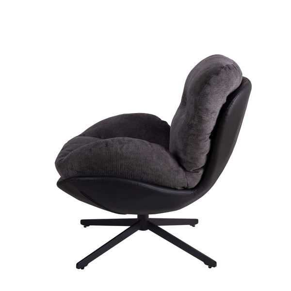 English Elm Christopher Knight Home® - 360° Swivel Office Chair Chenille and Faux Leather Accent with Metal Base, Ergonomic Plush Seating for Home and Office Black,Dark Gray N817P205024H