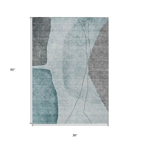 Homeroots 3' Brown Taupe And Beige Abstract Washable Indoor Outdoor Area Rug For Stylish Home Décor 3' X 5' Polyester 582032