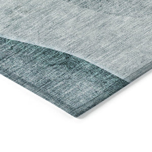 HomeRoots 5' Colorful Contemporary Teal Aqua Gray Abstract Area Rug - Durable, Washable, Indoor/Outdoor Use 5' X 8' 582033