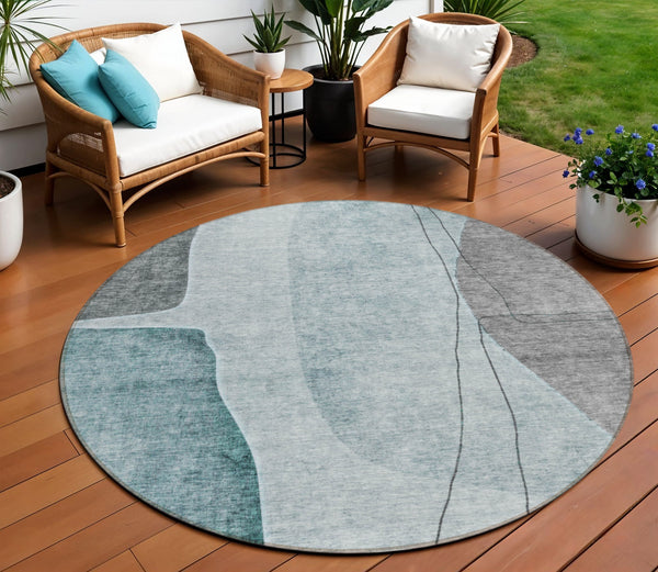 Homeroots 3' Brown Taupe And Beige Abstract Washable Indoor Outdoor Area Rug For Stylish Home Décor 8' Round Polyester 582034