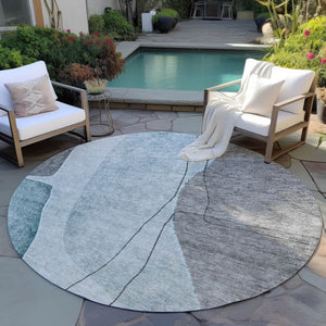 Homeroots 3' Brown Taupe And Beige Abstract Washable Indoor Outdoor Area Rug For Stylish Home Décor 8' Round Polyester 582034