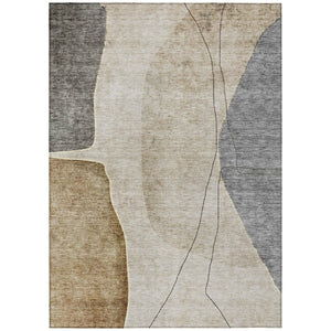 HomeRoots 9' Versatile Taupe Beige and Gray Abstract Washable Area Rug for Indoor and Outdoor Spaces 9' X 12' 582042