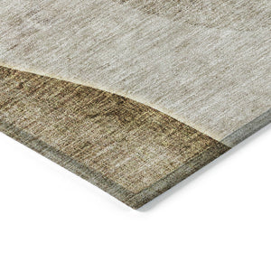 Homeroots 3' Brown Taupe And Beige Abstract Washable Indoor Outdoor Area Rug For Stylish Home Décor 9' X 12' Polyester 582042