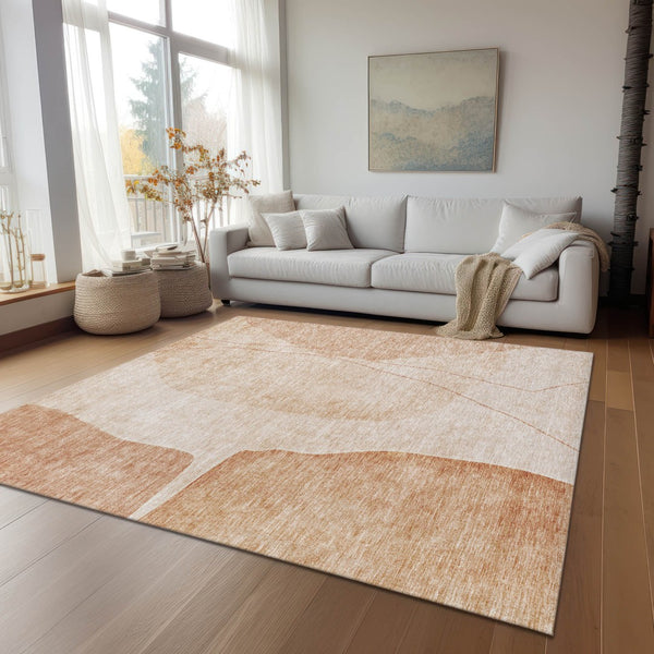 Homeroots 3' Brown Taupe And Beige Abstract Washable Indoor Outdoor Area Rug For Stylish Home Décor 3' X 5' Polyester 582044