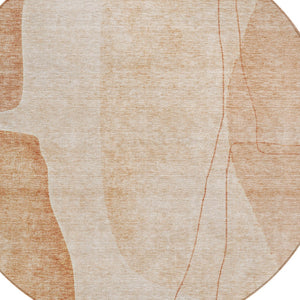 Homeroots 3' Brown Taupe And Beige Abstract Washable Indoor Outdoor Area Rug For Stylish Home Décor 8' Round Polyester 582046
