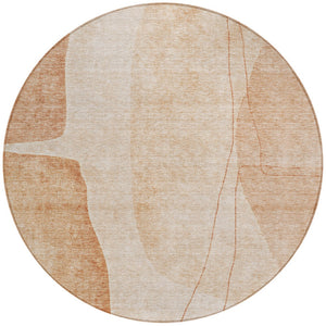 Homeroots 3' Brown Taupe And Beige Abstract Washable Indoor Outdoor Area Rug For Stylish Home Décor 8' Round Polyester 582046