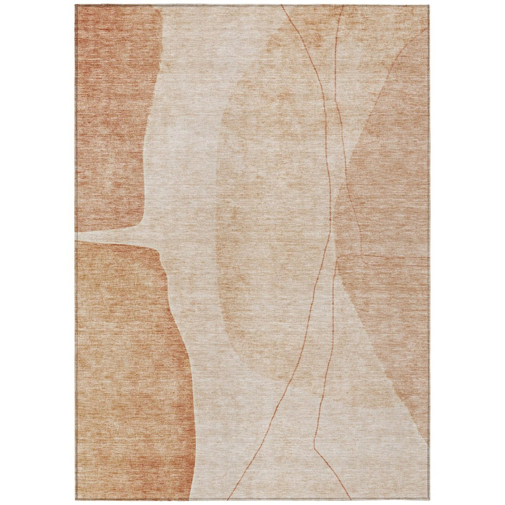 HomeRoots 9' Terra Cotta Orange and Copper Abstract Area Rug – Stylish, Washable, Indoor/Outdoor Versatility! 9' X 12' 582048