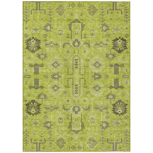 HomeRoots 5' Artichoke Green and Fern Green Oriental Area Rug - Durable, Washable Design for Indoor & Outdoor Use 10' X 14' 582055