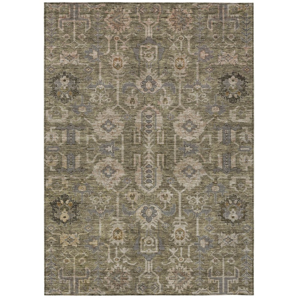 HomeRoots 5' Elegant Brown Gray Charcoal Oriental Washable Area Rug for Indoor & Outdoor Use, Easy Care 5' X 8' 582057
