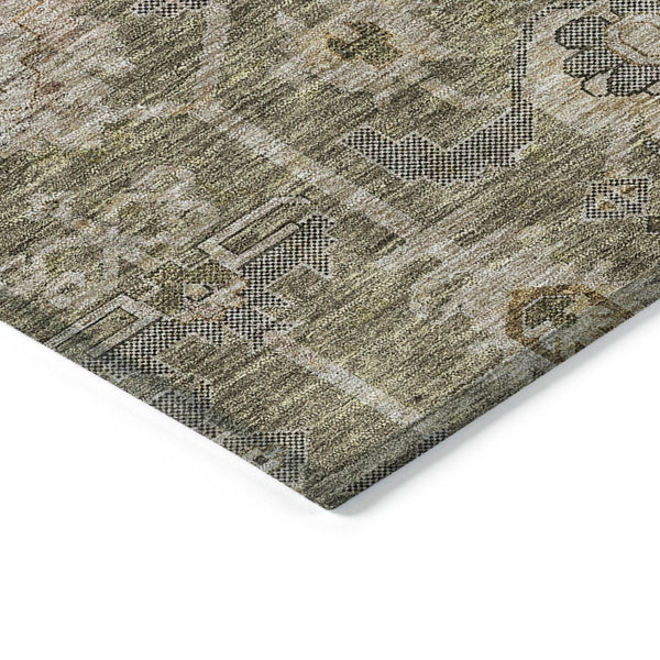 HomeRoots 5' Elegant Brown Gray Charcoal Oriental Washable Area Rug for Indoor & Outdoor Use, Easy Care 8' X 10' 582059