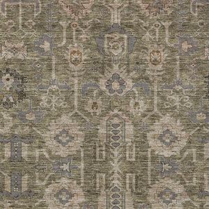 HomeRoots 5' Elegant Brown Gray Charcoal Oriental Washable Area Rug for Indoor & Outdoor Use, Easy Care 8' X 10' 582059