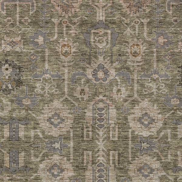 HomeRoots 5' Elegant Brown Gray Charcoal Oriental Washable Area Rug for Indoor & Outdoor Use, Easy Care 8' X 10' 582059