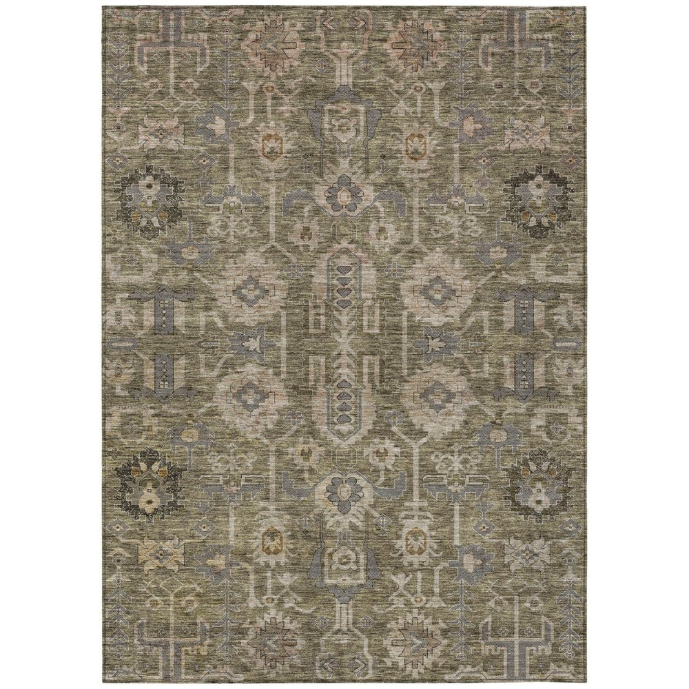 HomeRoots 9' Elegant Brown Gray Charcoal Oriental Area Rug - Durable, Washable, Indoor/Outdoor Style for Any Space 9' X 12' 582060