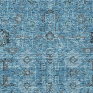 Homeroots 3' Stylish Artichoke Green Oriental Washable Area Rug For Indoor & Outdoor Use, Durable Design 3' X 5' Polyester 582062