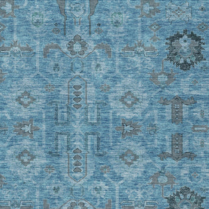 Homeroots 3' Stylish Artichoke Green Oriental Washable Area Rug For Indoor & Outdoor Use, Durable Design 5' X 8' Polyester 582063