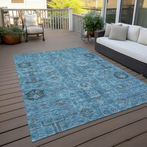 Homeroots 3' Stylish Artichoke Green Oriental Washable Area Rug For Indoor & Outdoor Use, Durable Design 8' X 10' Polyester 582065