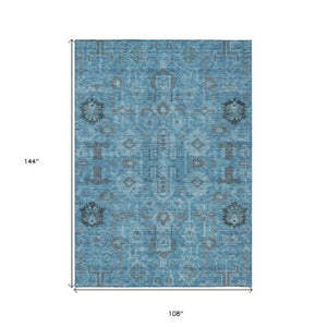Homeroots 3' Stylish Artichoke Green Oriental Washable Area Rug For Indoor & Outdoor Use, Durable Design 9' X 12' Polyester 582066
