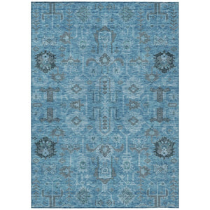 HomeRoots 9' Sky Blue and Gray Oriental Washable Area Rug – Durable, Elegant Design for Indoor and Outdoor Use 9' X 12' 582066