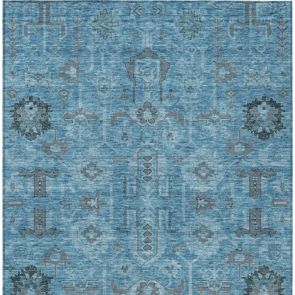 Homeroots 3' Stylish Artichoke Green Oriental Washable Area Rug For Indoor & Outdoor Use, Durable Design 9' X 12' Polyester 582066
