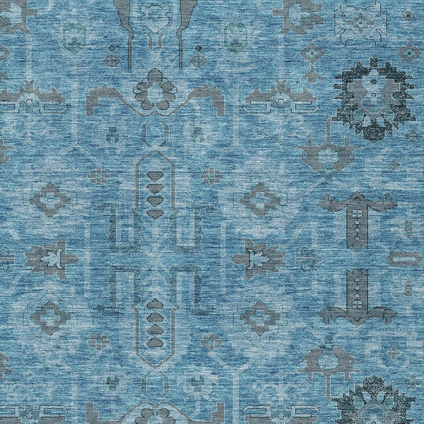 Homeroots 3' Stylish Artichoke Green Oriental Washable Area Rug For Indoor & Outdoor Use, Durable Design 10' X 14' Polyester 582067