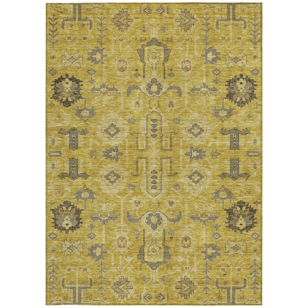 Homeroots 3' Stylish Artichoke Green Oriental Washable Area Rug For Indoor & Outdoor Use, Durable Design 3' X 5' Polyester 582068