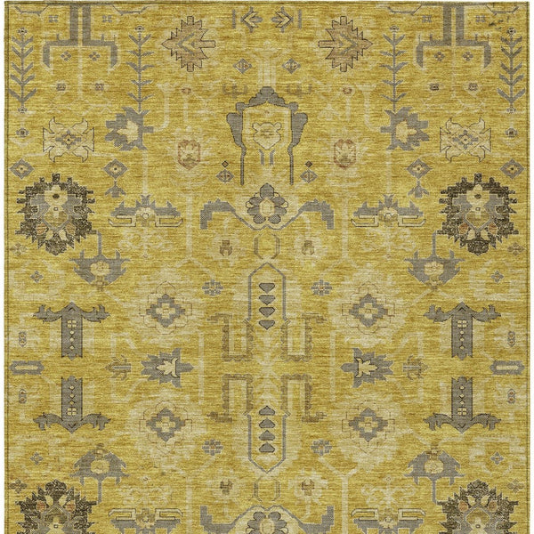 Homeroots 3' Stylish Artichoke Green Oriental Washable Area Rug For Indoor & Outdoor Use, Durable Design 3' X 5' Polyester 582068