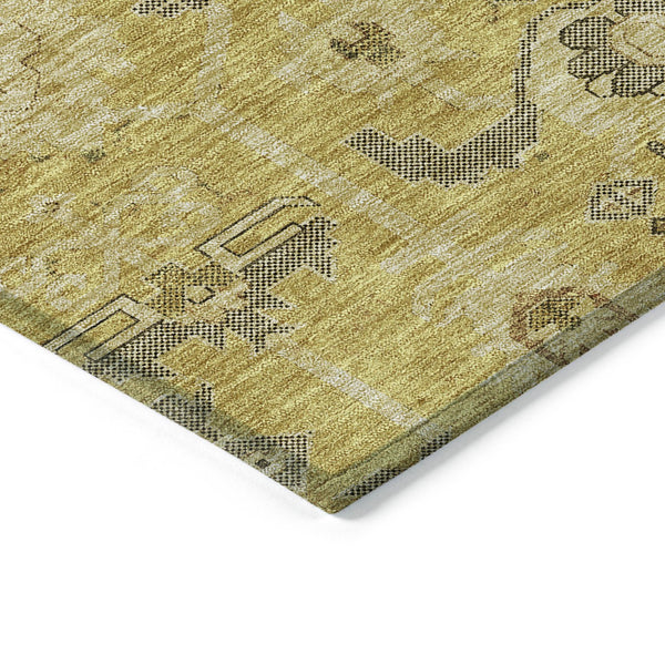 Homeroots 3' Stylish Artichoke Green Oriental Washable Area Rug For Indoor & Outdoor Use, Durable Design 5' X 8' Polyester 582069