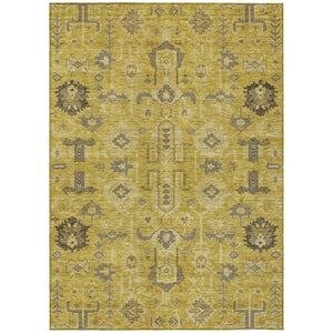 HomeRoots 5' Durable Gold Wheat and Gray Oriental Area Rug - Washable, Versatile for Indoor & Outdoor Spaces 8' X 10' 582071