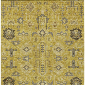 Homeroots 3' Stylish Artichoke Green Oriental Washable Area Rug For Indoor & Outdoor Use, Durable Design 9' X 12' Polyester 582072