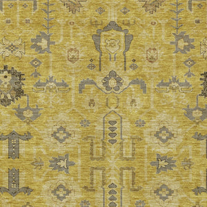 Homeroots 3' Stylish Artichoke Green Oriental Washable Area Rug For Indoor & Outdoor Use, Durable Design 9' X 12' Polyester 582072