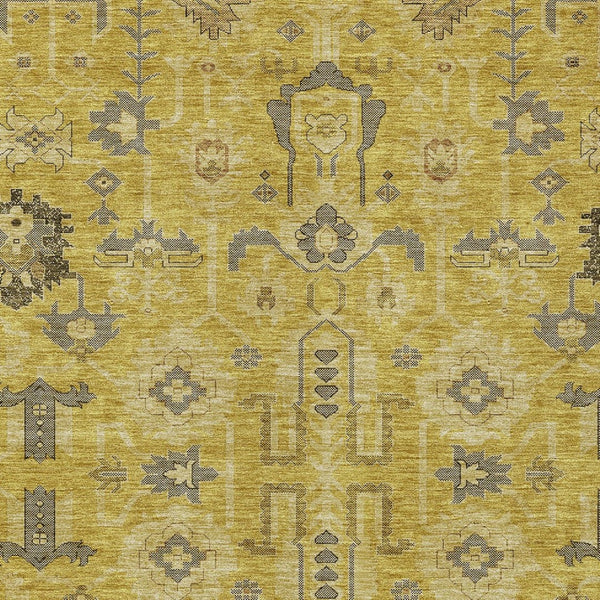 Homeroots 3' Stylish Artichoke Green Oriental Washable Area Rug For Indoor & Outdoor Use, Durable Design 9' X 12' Polyester 582072