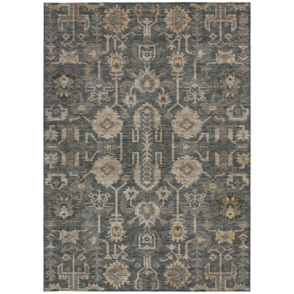 Homeroots 3' Stylish Artichoke Green Oriental Washable Area Rug For Indoor & Outdoor Use, Durable Design 3' X 5' Polyester 582074