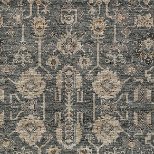 Homeroots 3' Stylish Artichoke Green Oriental Washable Area Rug For Indoor & Outdoor Use, Durable Design 3' X 5' Polyester 582074