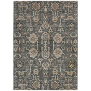 Homeroots 3' Stylish Artichoke Green Oriental Washable Area Rug For Indoor & Outdoor Use, Durable Design 5' X 8' Polyester 582075