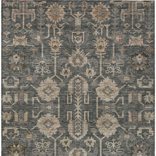 Homeroots 3' Stylish Artichoke Green Oriental Washable Area Rug For Indoor & Outdoor Use, Durable Design 9' X 12' Polyester 582078