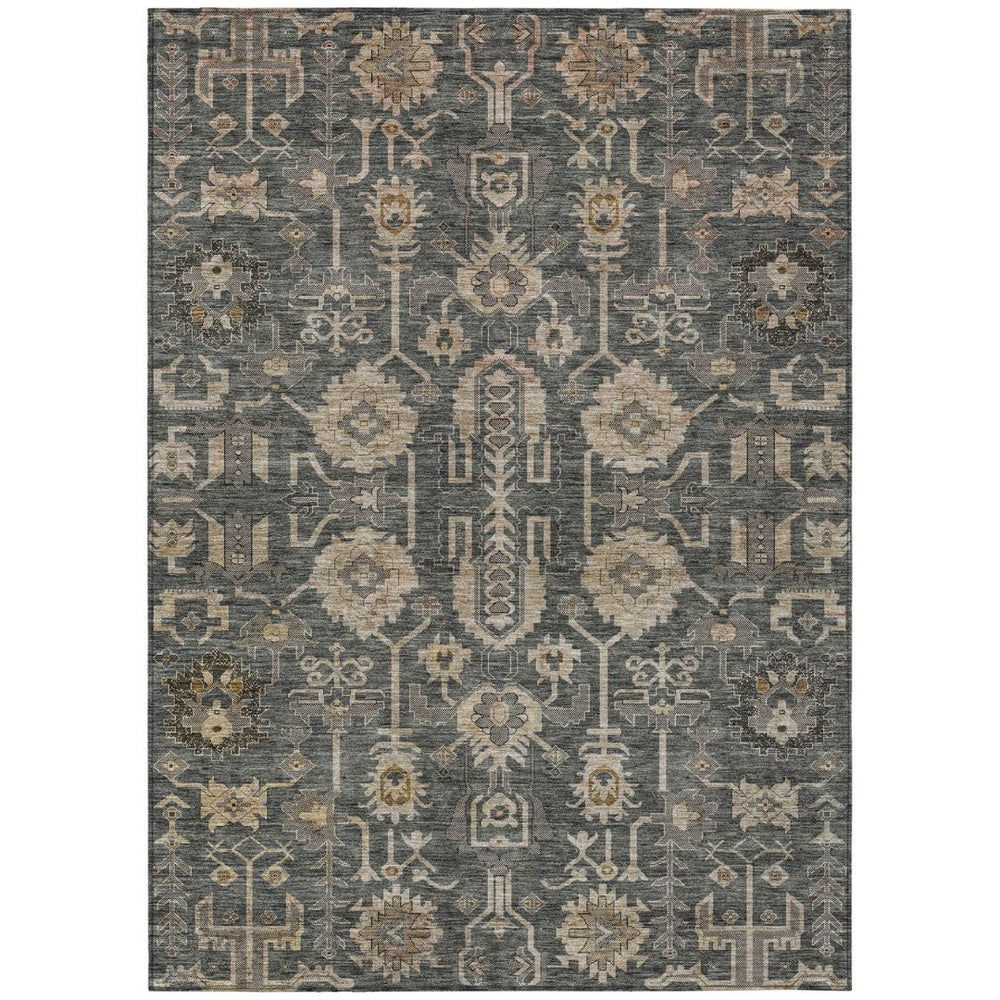 HomeRoots 9' Elegant Gray Silver and Beige Oriental Area Rug - Durable, Washable Design for Indoor or Outdoor Use 9' X 12' 582078