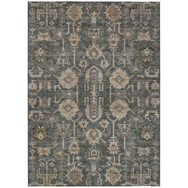HomeRoots 9' Elegant Gray Silver and Beige Oriental Area Rug - Durable, Washable Design for Indoor or Outdoor Use 9' X 12' 582078