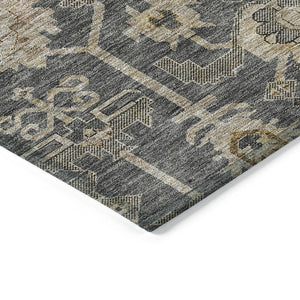 Homeroots 3' Stylish Artichoke Green Oriental Washable Area Rug For Indoor & Outdoor Use, Durable Design 9' X 12' Polyester 582078