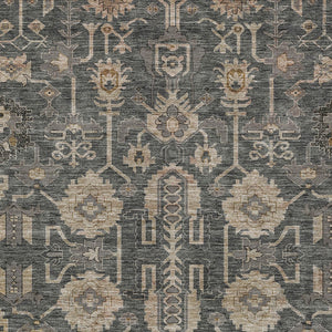 Homeroots 3' Stylish Artichoke Green Oriental Washable Area Rug For Indoor & Outdoor Use, Durable Design 9' X 12' Polyester 582078