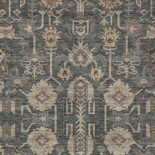 Homeroots 3' Stylish Artichoke Green Oriental Washable Area Rug For Indoor & Outdoor Use, Durable Design 9' X 12' Polyester 582078