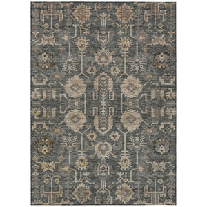 HomeRoots 5' Elegant Gray Silver Beige Oriental Area Rug for Indoor Outdoor Spaces – Durable & Washable Design 10' X 14' 582079