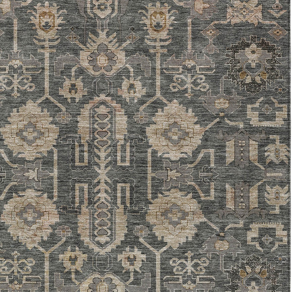 Homeroots 3' Stylish Artichoke Green Oriental Washable Area Rug For Indoor & Outdoor Use, Durable Design 10' X 14' Polyester 582079