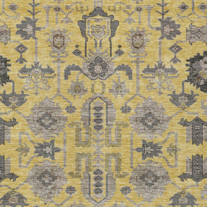 Homeroots 3' Stylish Artichoke Green Oriental Washable Area Rug For Indoor & Outdoor Use, Durable Design 3' X 5' Polyester 582080