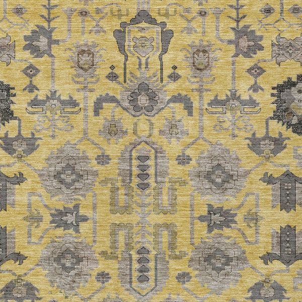 Homeroots 3' Stylish Artichoke Green Oriental Washable Area Rug For Indoor & Outdoor Use, Durable Design 3' X 5' Polyester 582080