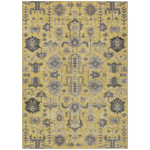 Homeroots 3' Stylish Artichoke Green Oriental Washable Area Rug For Indoor & Outdoor Use, Durable Design 5' X 8' Polyester 582081