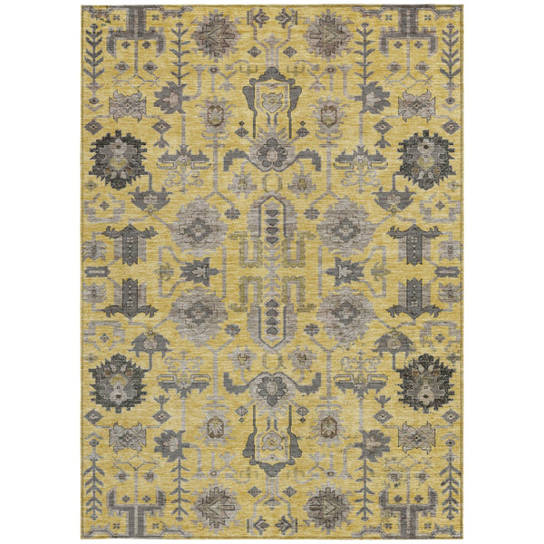Homeroots 3' Stylish Artichoke Green Oriental Washable Area Rug For Indoor & Outdoor Use, Durable Design 8' X 10' Polyester 582083