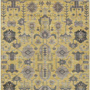 Homeroots 3' Stylish Artichoke Green Oriental Washable Area Rug For Indoor & Outdoor Use, Durable Design 9' X 12' Polyester 582084