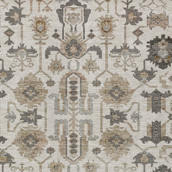 Homeroots 3' Stylish Artichoke Green Oriental Washable Area Rug For Indoor & Outdoor Use, Durable Design 5' X 8' Polyester 582087