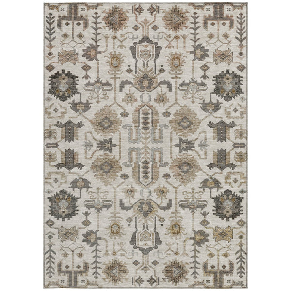 Homeroots 3' Stylish Artichoke Green Oriental Washable Area Rug For Indoor & Outdoor Use, Durable Design 10' X 14' Polyester 582091